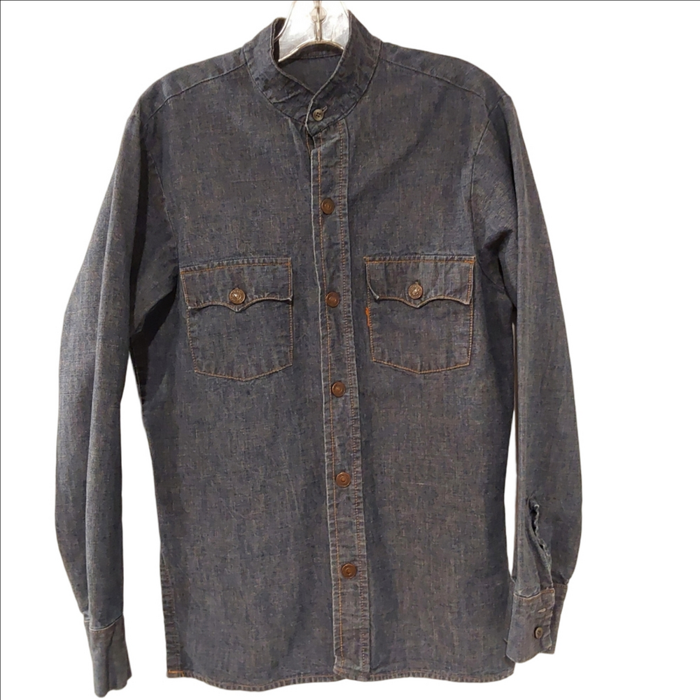 Vintage 1970s Levi’s Big E Denim Shirt Orange Tab Size M Made in USA